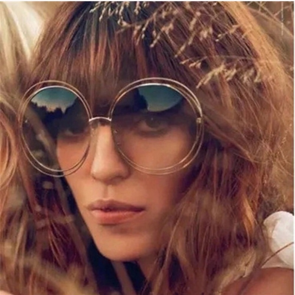 NWT Gold Retro Round Oversized UV400 Sunglasses - Picture 8 of 8